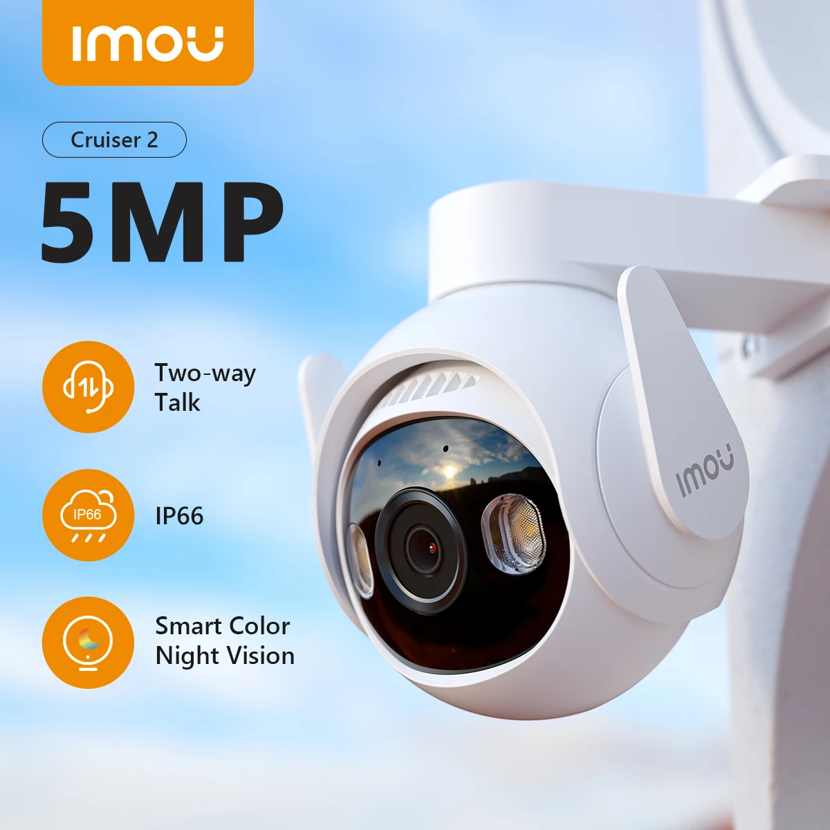 IMOU Cruiser 2 5MP Outdoor PTZ Wi-Fi Camera Human Vehicle Detection IP66 Camera Two Way Audio Colorful Night Vision Home Protect