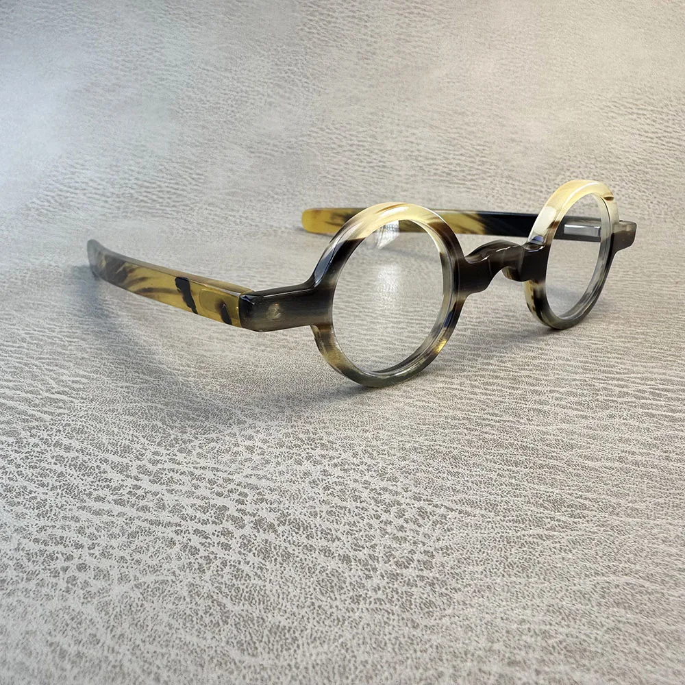 Eyeglass Frames Unique Small Round Vintage Optical Lenses Eyeglasses Retro Handmade Natural Horn Prescription Eyeglass Frames