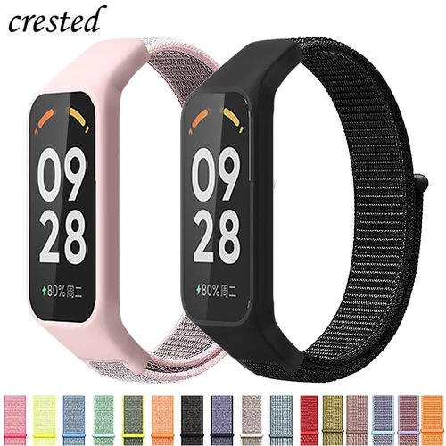 Imagen 1 del producto Correas de nailon para Redmi Band 2, accesorios, funda + pulsera de muñeca, reloj inteligente suave, correa de reloj transpirable para Xiaomi Band 8 Active