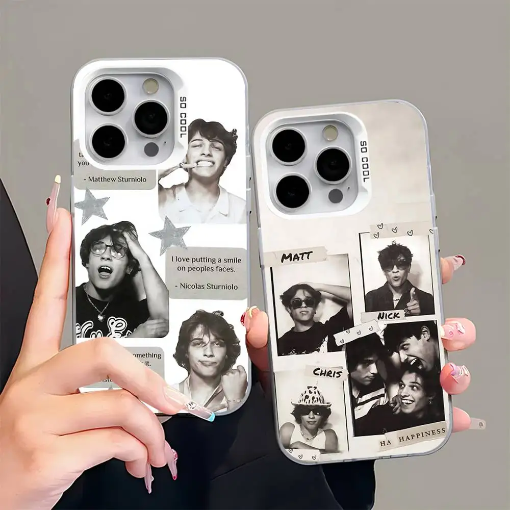

Sturniolo Triplets Phone Case For iPhone 16,15,14,13,12,11,Pro,Max,Plus,Mini,XS,SE Anti Fall Gray White Matte Hard Bumper