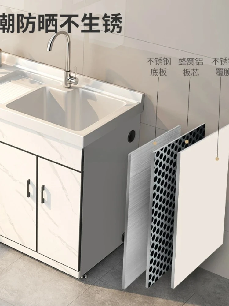 Balkon RVS Wasgarderobe Combinatie Eenvoudige Moderne Wasmachinekast Metgezel