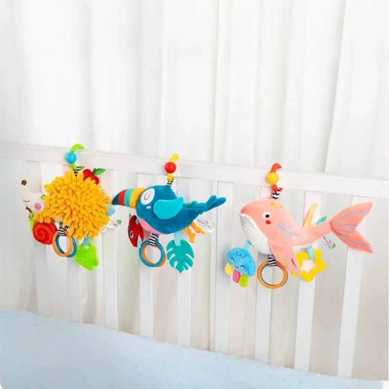 Newborn Infant Soft Plush Toy Teether Rattles Toys Baby Educational Toys Brain Developmental Hand Grip Cute Stuffed Animal Toys