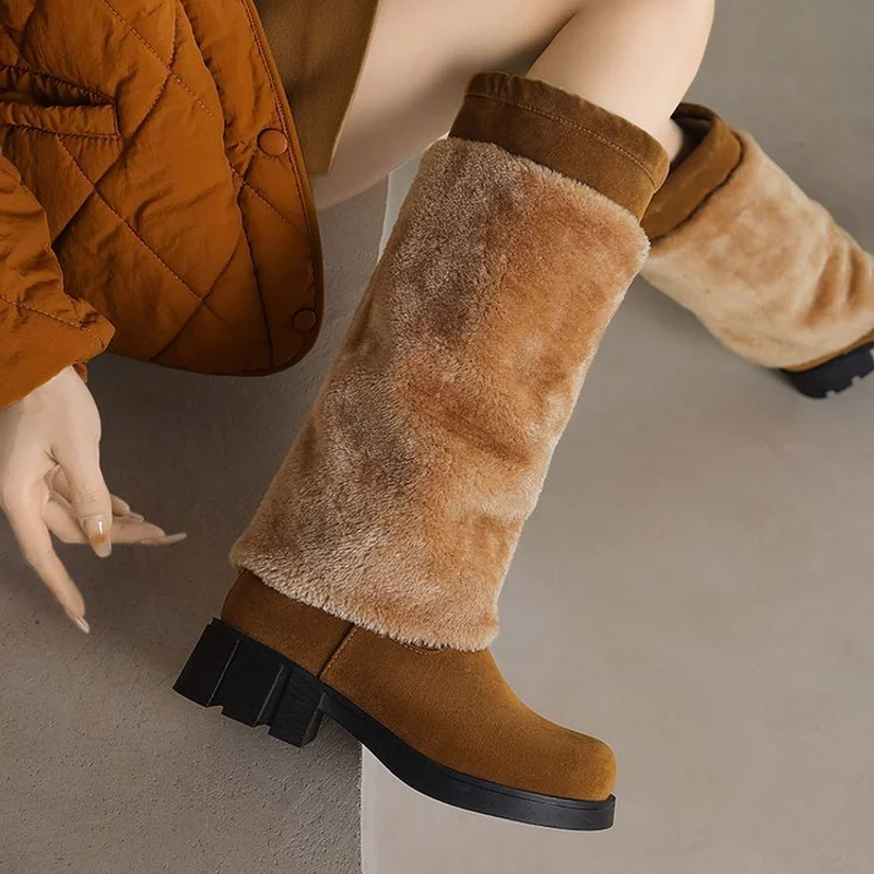 

High Tube Thick Soled Snow Boots For Women 2024 New Winter Non Slip And Plush Thick Warm Casual Boots