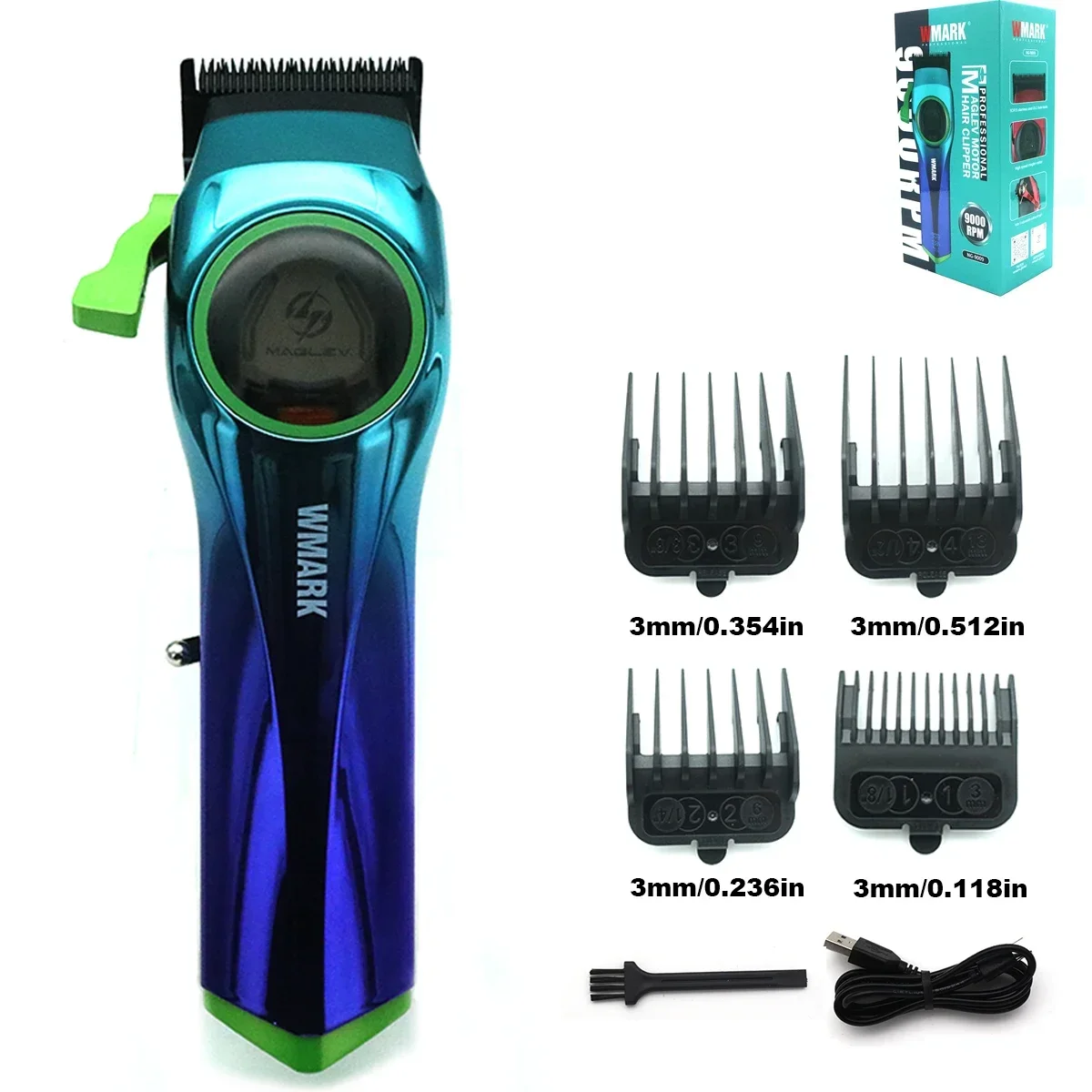 WMARK NG-9009 Professional Men's Hair Clipper 9000RPM Magnetic Motor DLC Blade Full Metal LED Hair Cutting Machine Hair Trimmer