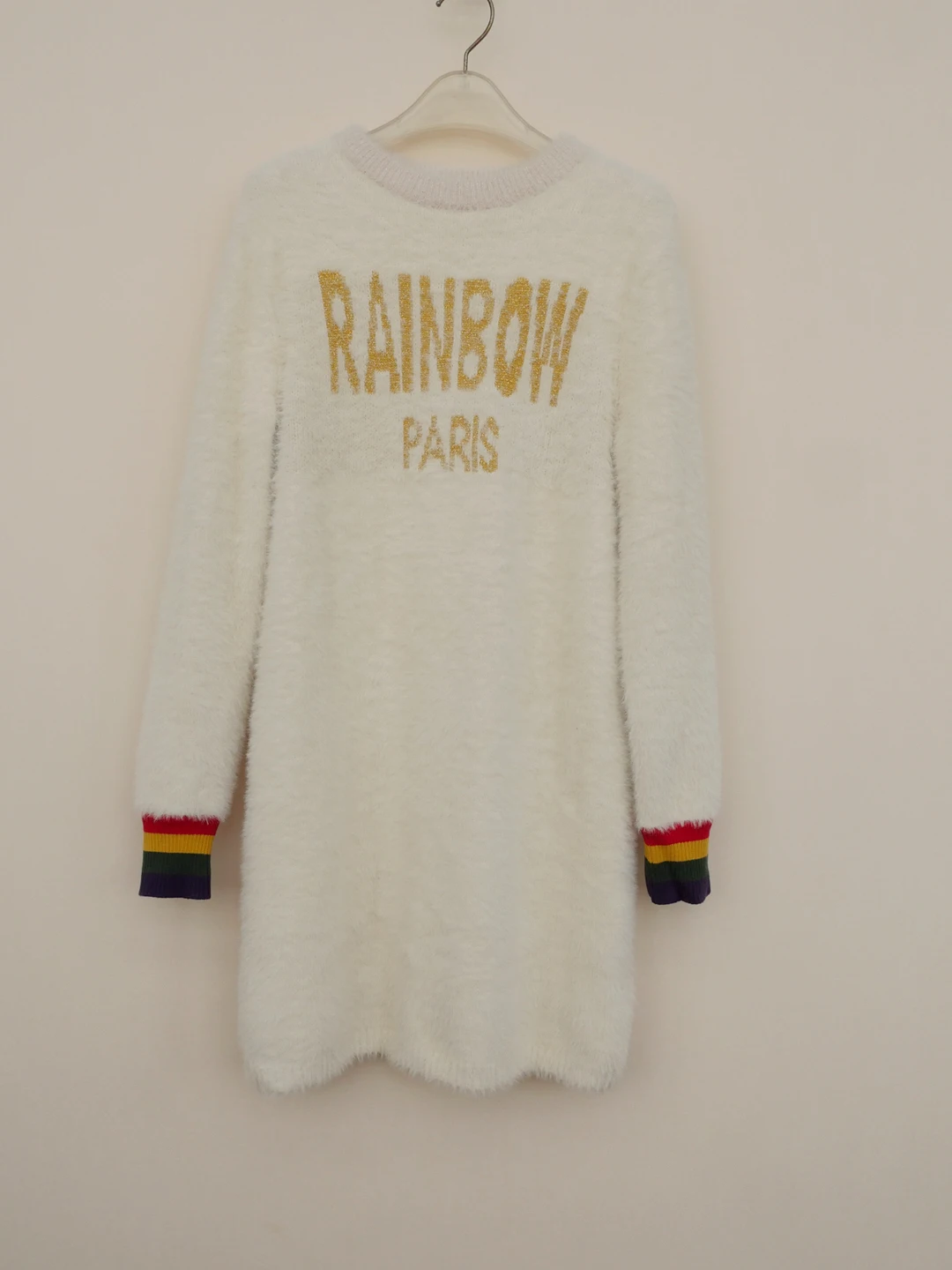 暖かい冬用セーター レディース ラウンドネック フェイクファー ニット ウール ミディアム丈 クール ストレート チューブ ロングスリーブ コート