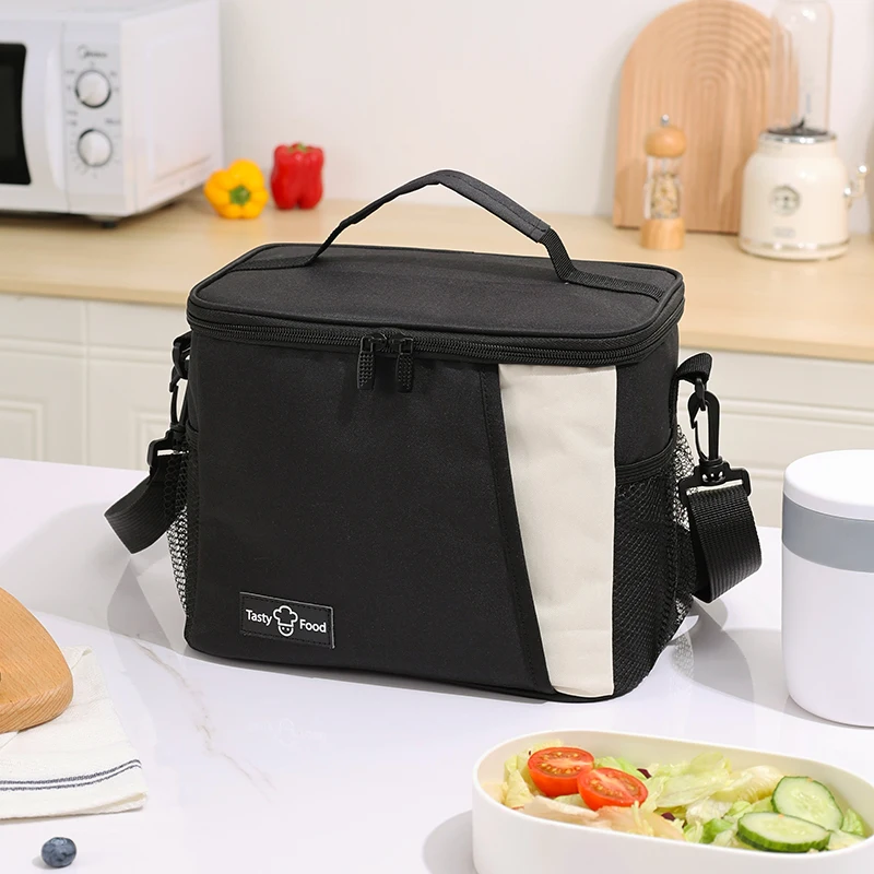 Portable Lunch Bag Food Thermal Box Durable Waterproof Office Cooler Lunchbox with Shoulder Strap Picnic Bag for Couples Unisex