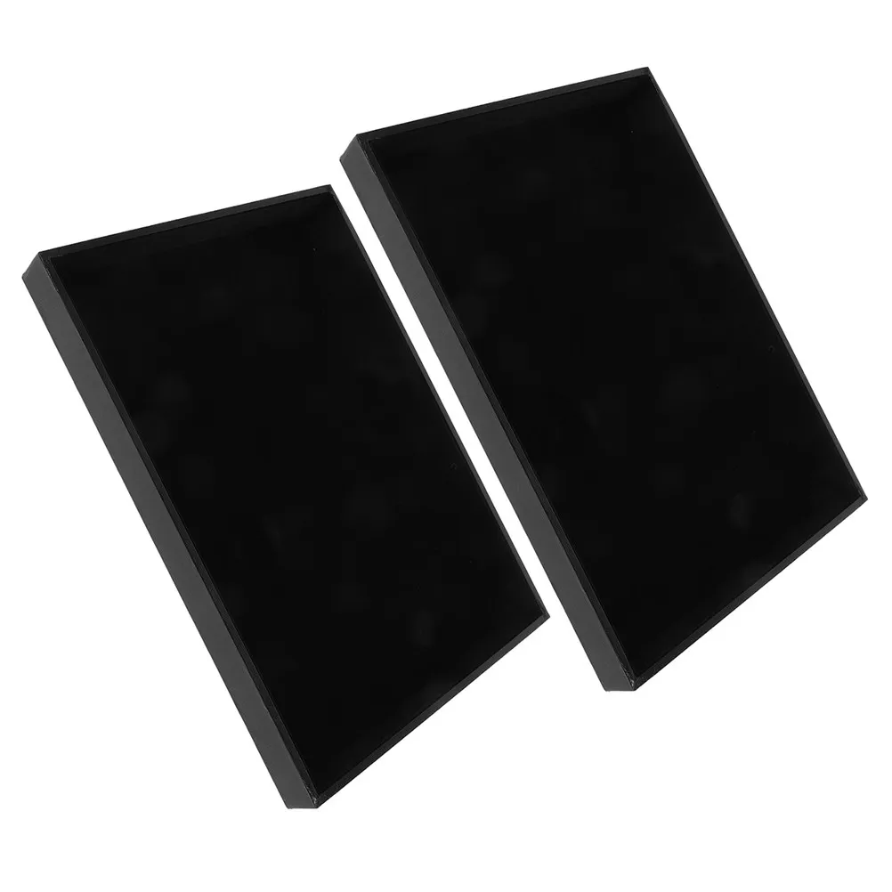 2Pcs Jewelry Display Tray Stackable Organizer Lint Resistant for Rings Bracelets Necklaces Home Store Showcase