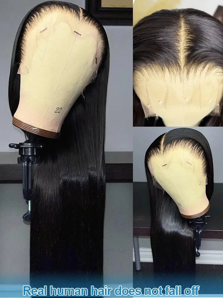 شفاف 100% شعر الإنسان العظام مستقيم 13x6 الدانتيل الباروكة الأمامية 13x4 HD الدانتيل الجبهة الباروكات 30 36 بوصة البرازيلي الأسود قبل قطعها #2