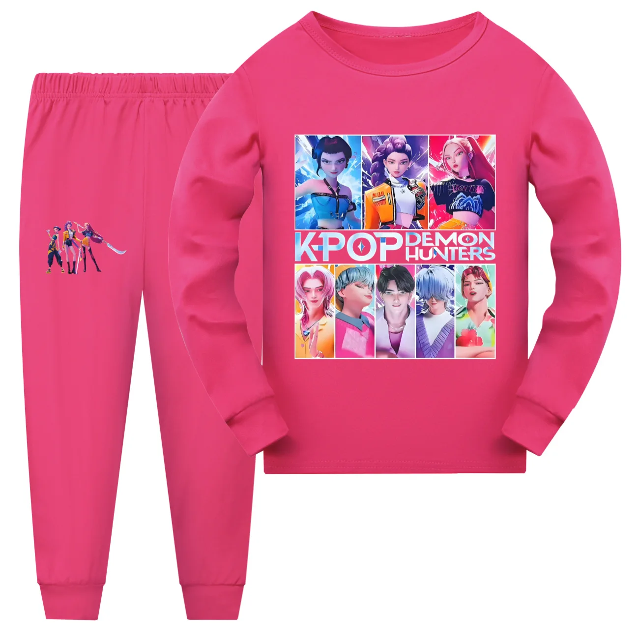 KPop Demon Hunters 2PCs Pajamas Set Kids Cartoon Pyjama Long Sleeve Tops With Pants Casual Sleepwear for Baby Girls  Teen Boys