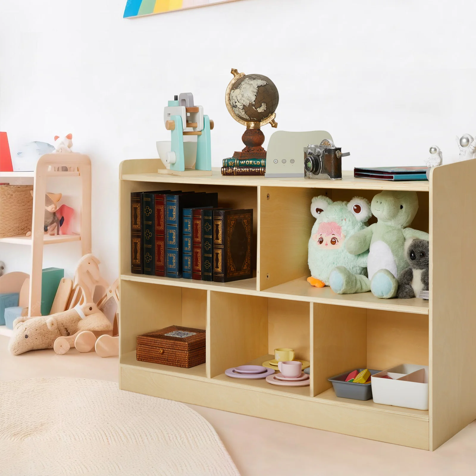 

Solid Wood Bookcase Shelf Storage Cabinet Display Cabinet Simple Home Bookcase Solid Wood Children'S Bookcase
