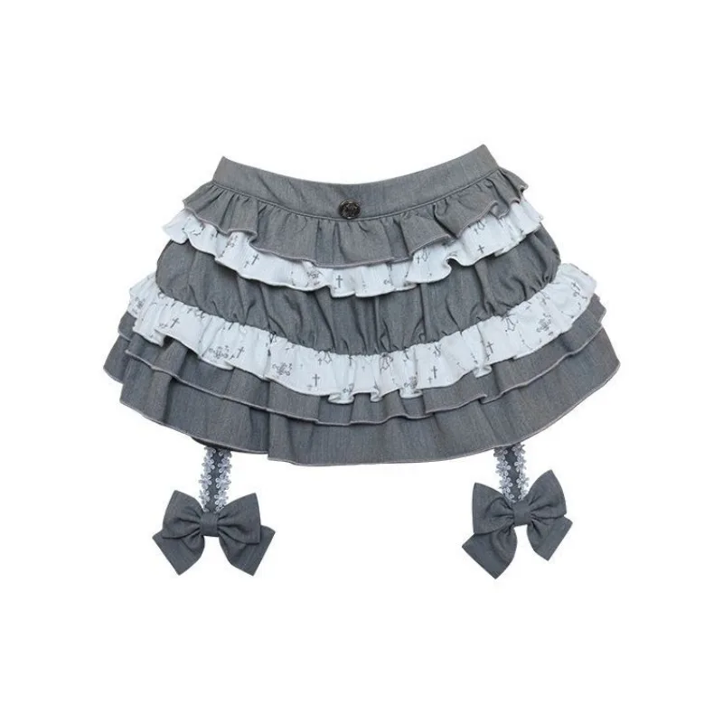 Japanese Sweet Cute Spring Autumn 3-piece Set Women Lace Tank Top Cardigan Flare Sleeve Cake Mini Skirt High Waist Skirt Suit