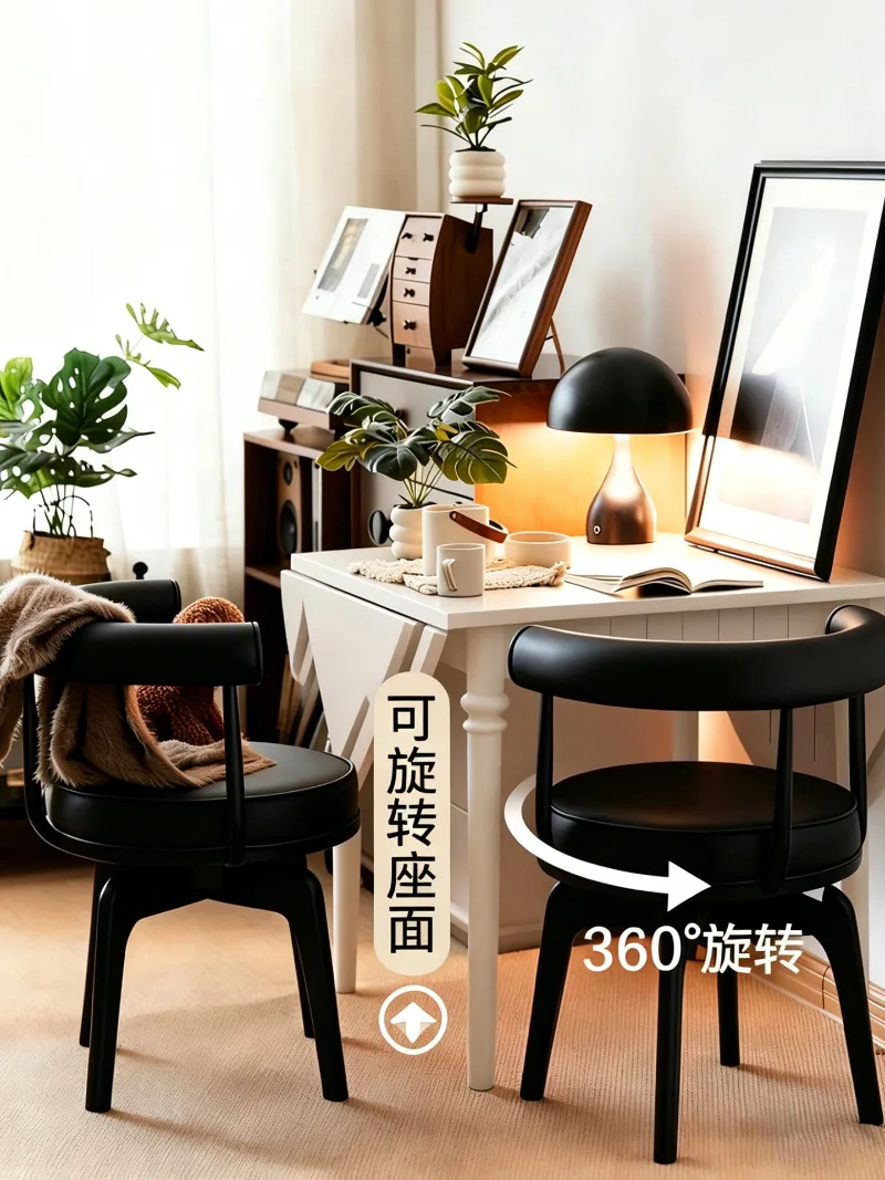 Italian Minimalist Light Luxury Swivel Dining Chair With Armrest Backrest Premium Vanity Stool For Home Study Tea Table