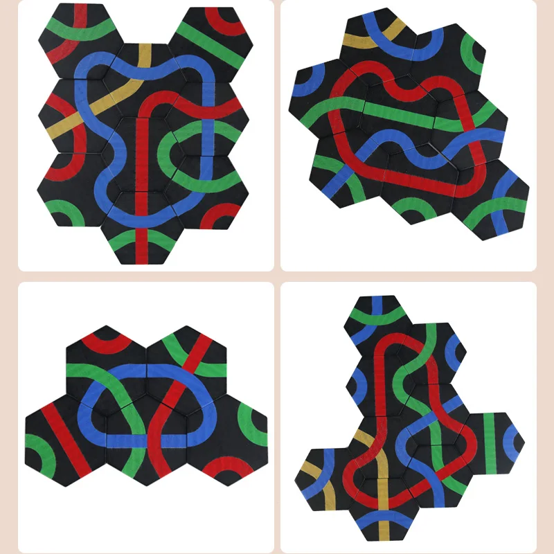 경로 퍼즐 나무 블록 어린이 몬테소리 교육 장난감, 부모-자녀 상호 작용 두뇌 티저, 논리 게임, 어린이 선물, 1 세트