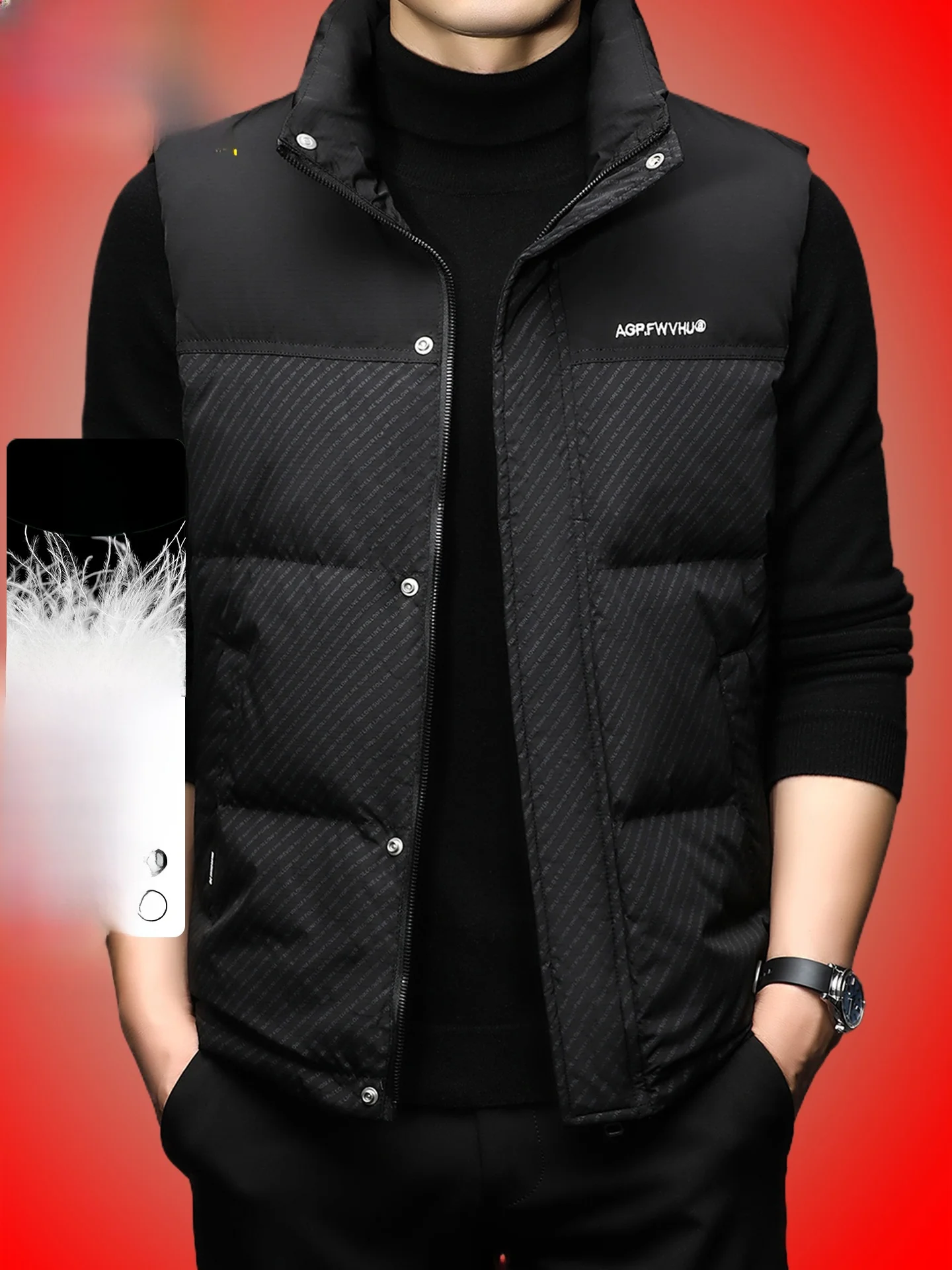 

Мужской повседневный пуховый жилет TUCANO: теплая осенне-зимняя верхняя одежда с воротником-стойкой, модный городской стиль, на молнии