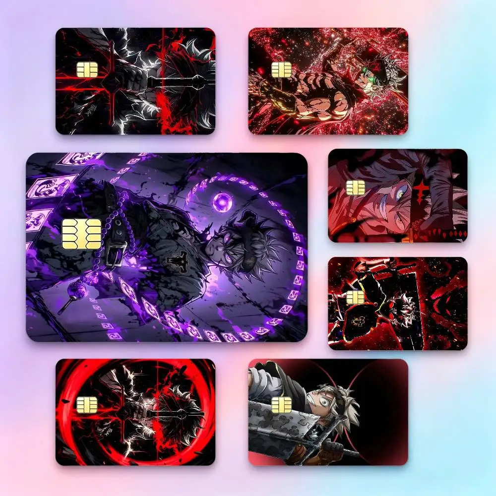 Action-Packed Anime B-Black Clover A-Asta  Credit Card HD Stickers Small Chip Waterproof Sticker Game Card Decal Gift