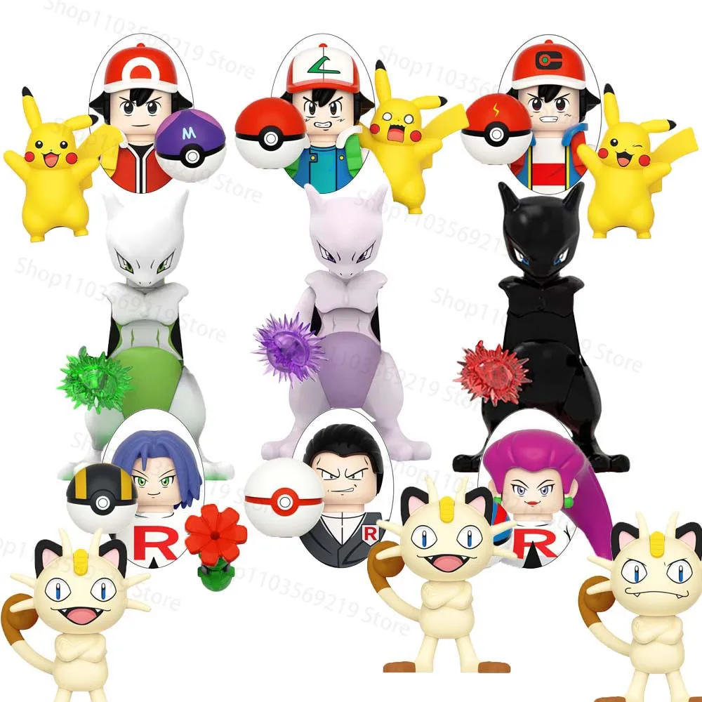 New Pet Trainer Cartoon Model Jessie Meowth Meowth Mini Building Blocks Enlighten Action Figure Puzzle Collectible Toy Gifts