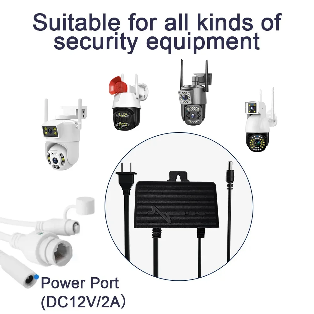 Camera Power DC12V2A Adapter Camera Power Waterproof High Temperature Security Monitoring Endurance CCTV Camera Charger