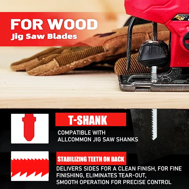 5–20 Stück Hcs Stichsägeblätter T144D-T244D T-Schaft, sortiertes Sägeblatt für Holz, Kunststoff, schnelle Schneidwerkzeuge, sauber für Holz – Detail 6
