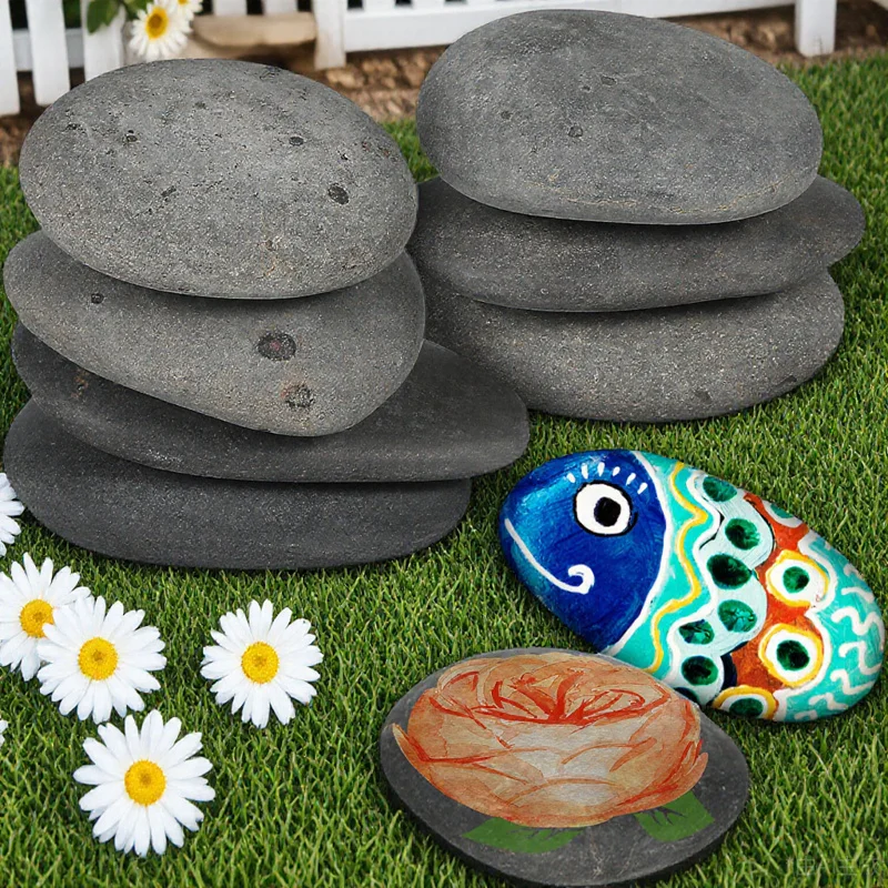 10개 컬러풀 페인팅 스톤 매끄러운 돌 어린이 DIY 공예용 다목적 천연 돌 어린이 장식용