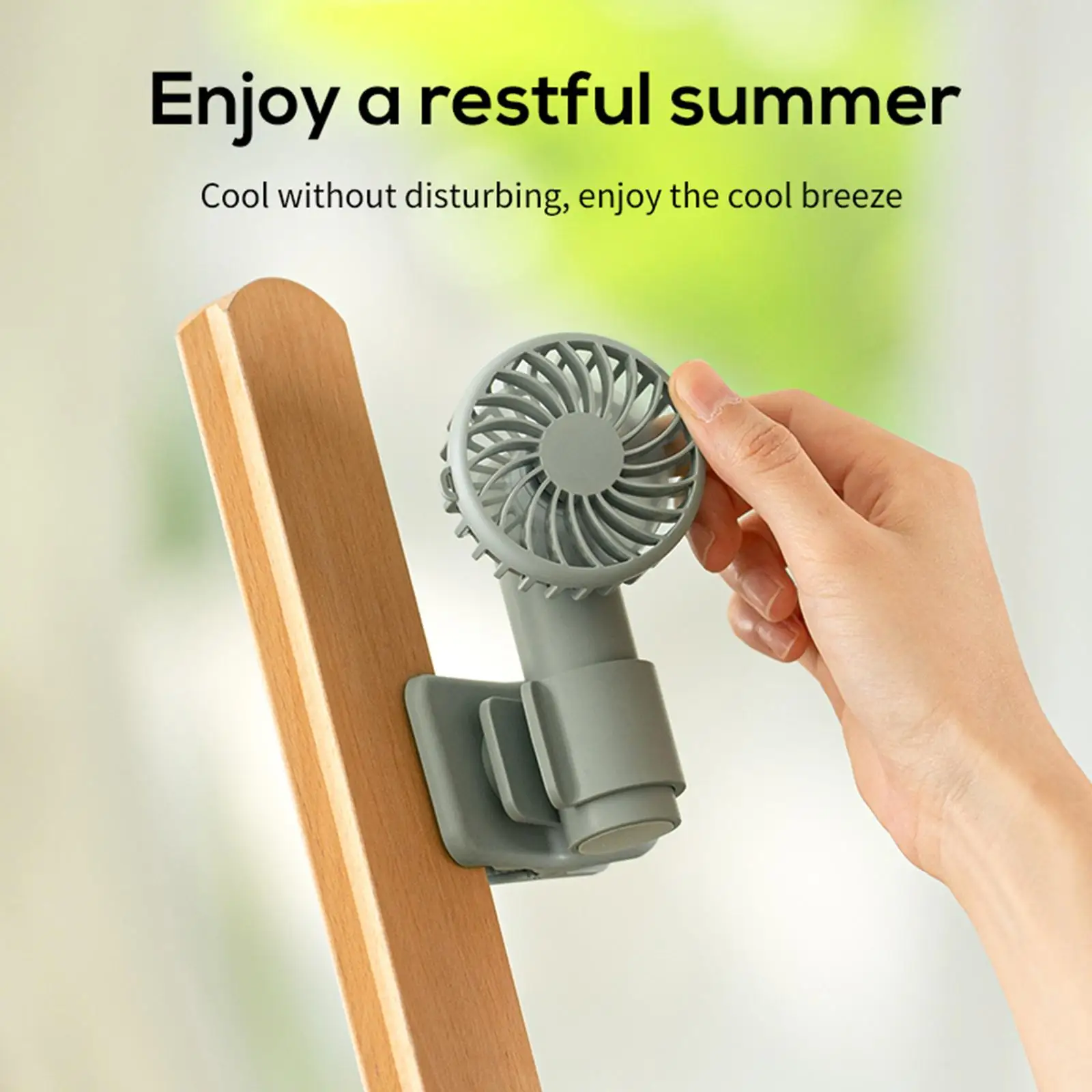 Przenośny wentylator stołowy z klipsem Letni, lekki, 3 prędkości, regulowane, małe chłodzenie na kemping, do pracy, w sypialni, do biura, na rowerze