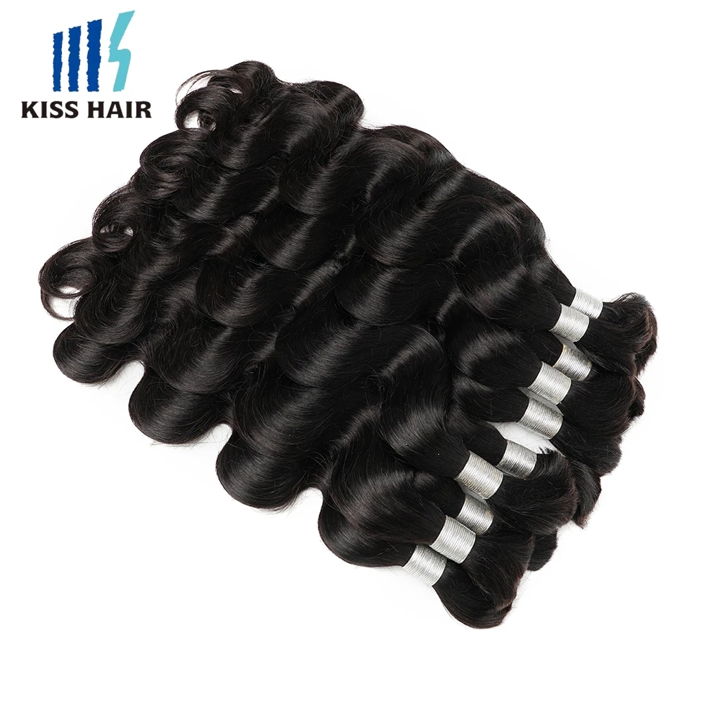 Body Wave Remy Hair Extension, Bulk Cabelo Humano para Trança, Pacotes de Cor Preta sem Tramas, 1kg, 16 a 30 Polegada, Fábrica Atacado