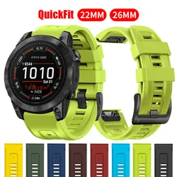 QuickFit 22mm 26mm Silicone Strap for Garmin Fenix 7 7X Pro/Epix Pro Gen 2 47mm 51mm 5Plus 6XPro Enduro 2 Tactix 7 Watchband