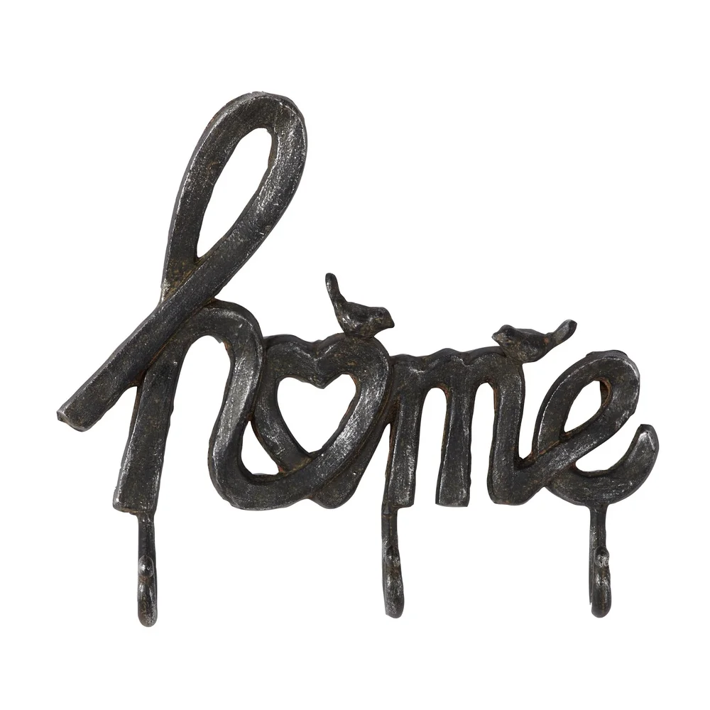 

Indoor Black Metal Industrial Wall Hook Decorative Home Sign with Bird Silhouettes Heavy Duty Wall Decor Entryway 12x11 Inches