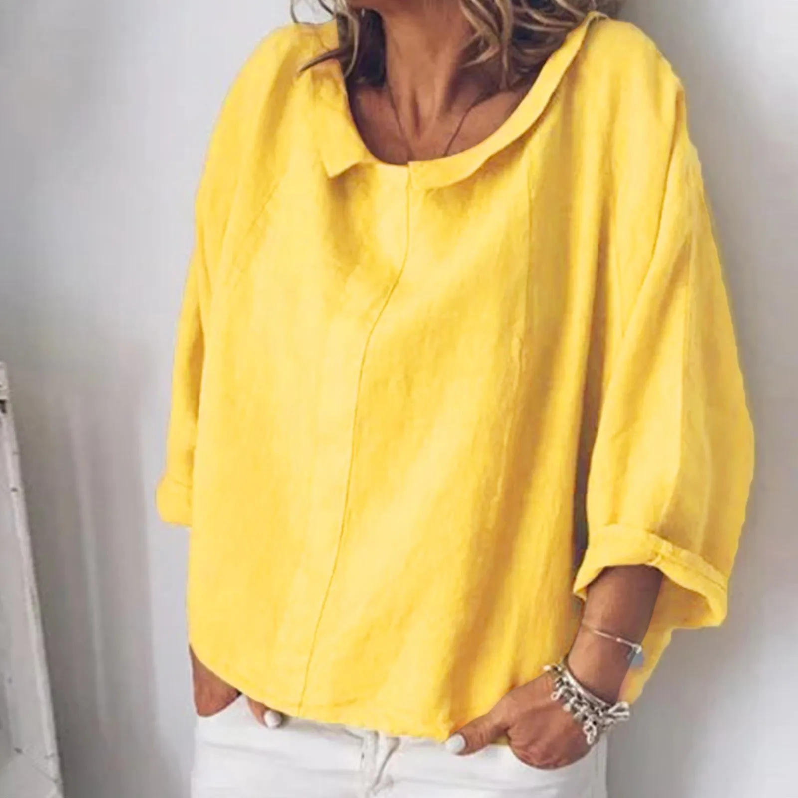 Cotton Linen Blouse Women Spring Summer 2023 New Tees Long Sleeve O Neck Solid Color Shirts Ladies Vintage Casual Tops Pullover