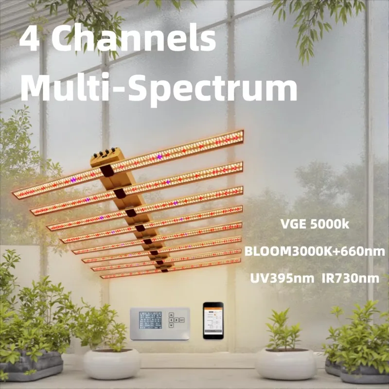 900W Full Spectrum LED Grow Light Strip High PPFD IP65 Professional High   with Red UV IR for Indoor Plants Growing