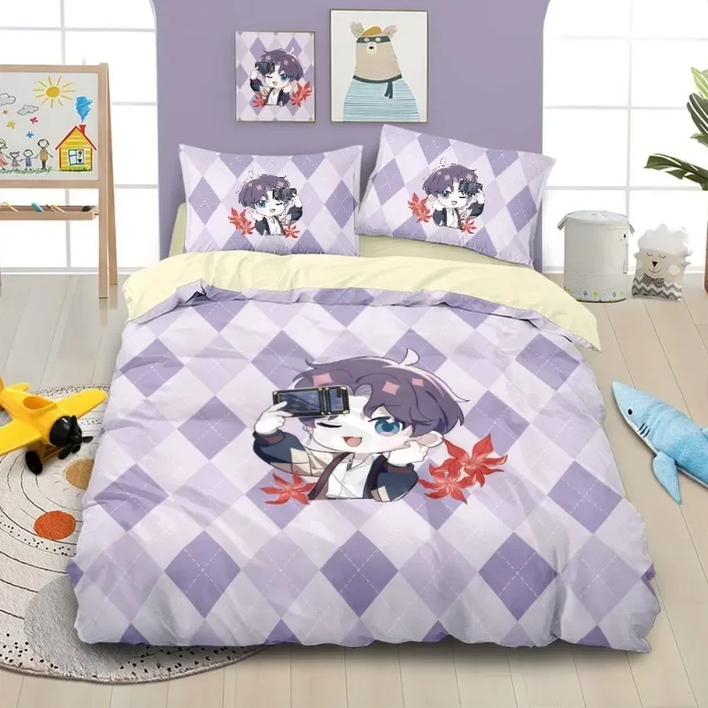 ove and Deepspace Rafayel cute kawaii anime character peripheral pure cotton four-piece set creative simple cartoon quilt cover