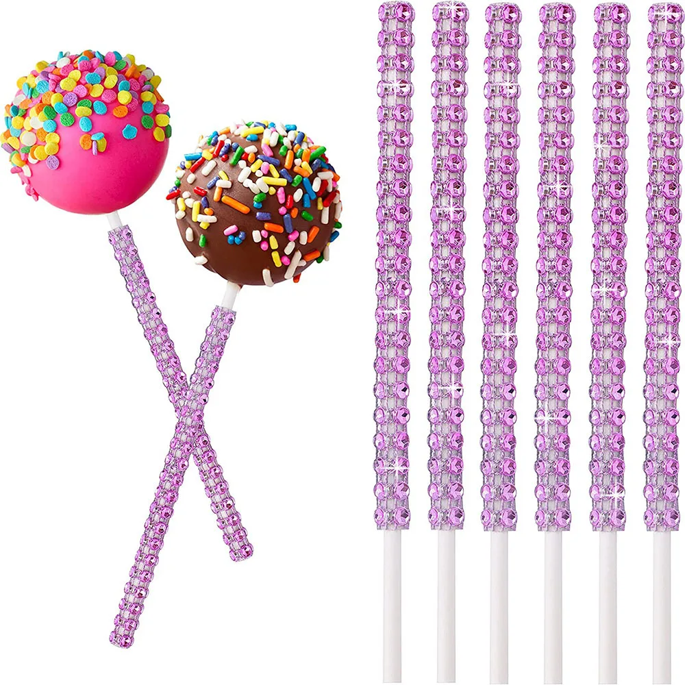 10Pcs/Set Bling Candy Cake Lollipop Paper Sticks For Fruit Treats Sticks Wedding Party Decorations Rhinestone Bling Paper Sticks