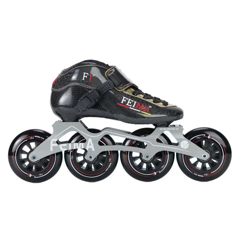 Original FEIMA Carbon Fiber Inline Speed Skates Shoes for Indoor Track Outdoor Street Race 3 4 Wheels Kids Adults Roller Skating