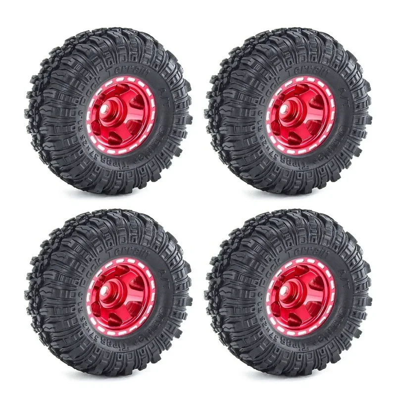 

4pcs 57mm 1.0" Metal Beadlock Wheel Tire Set For 1/18 1/24 RC Crawler Car TRX4M SCX24 AX24 FCX24 Upgrade Parts Accessories