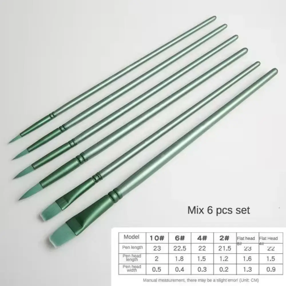 4/6 pcs Pointed Round Flat Head Watercolor Brush Nylon Soft Hair Hand Drawn Watercolor Gift Beginner's Art Student