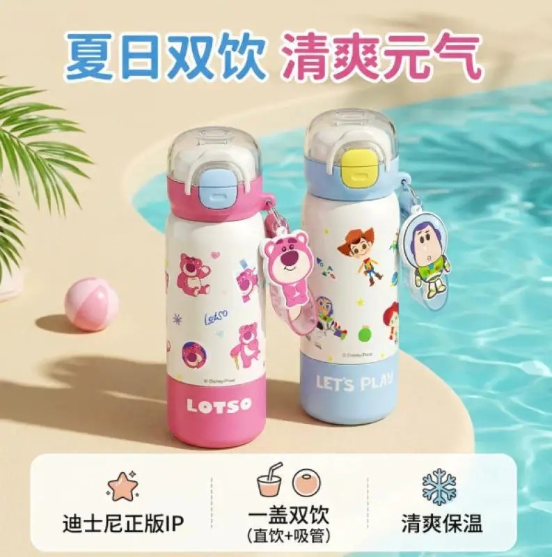 380Ml Buzz Lightyear 316 Insulated Cup Anime Lotso Portable Kids Student straw Thermos Cup Cartoon Large Capacity Cup Gift