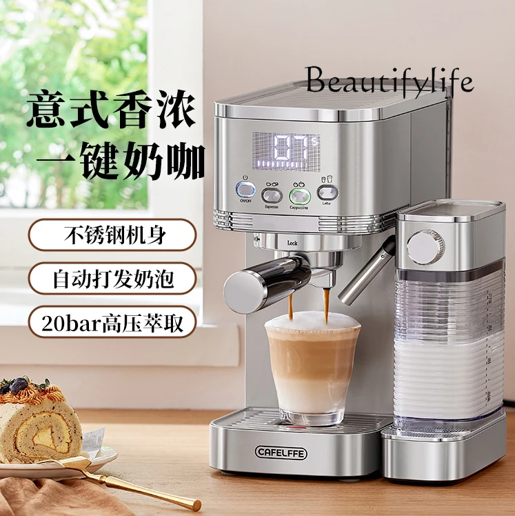 Espresso Coffee Machine Stainless Steel Household Small Full & Semi Automatic Foam All-in-One Machine