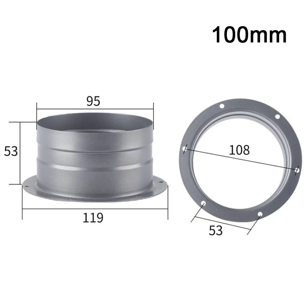 Adapter Flange Connection Flange Flange Adapter Galvanized Gray Metal Vent Pipe 100mm 120mm 200mm None Brand New