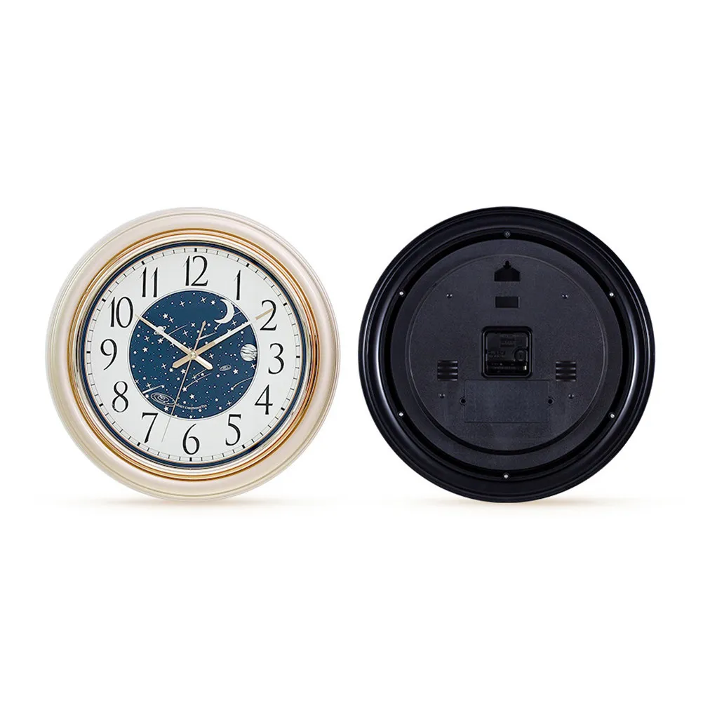 Classic Round Silent Luminous Wall Clock Light Golden Quiet Sweep Second Hand for Family Rooms Bedrooms Decor River Clock