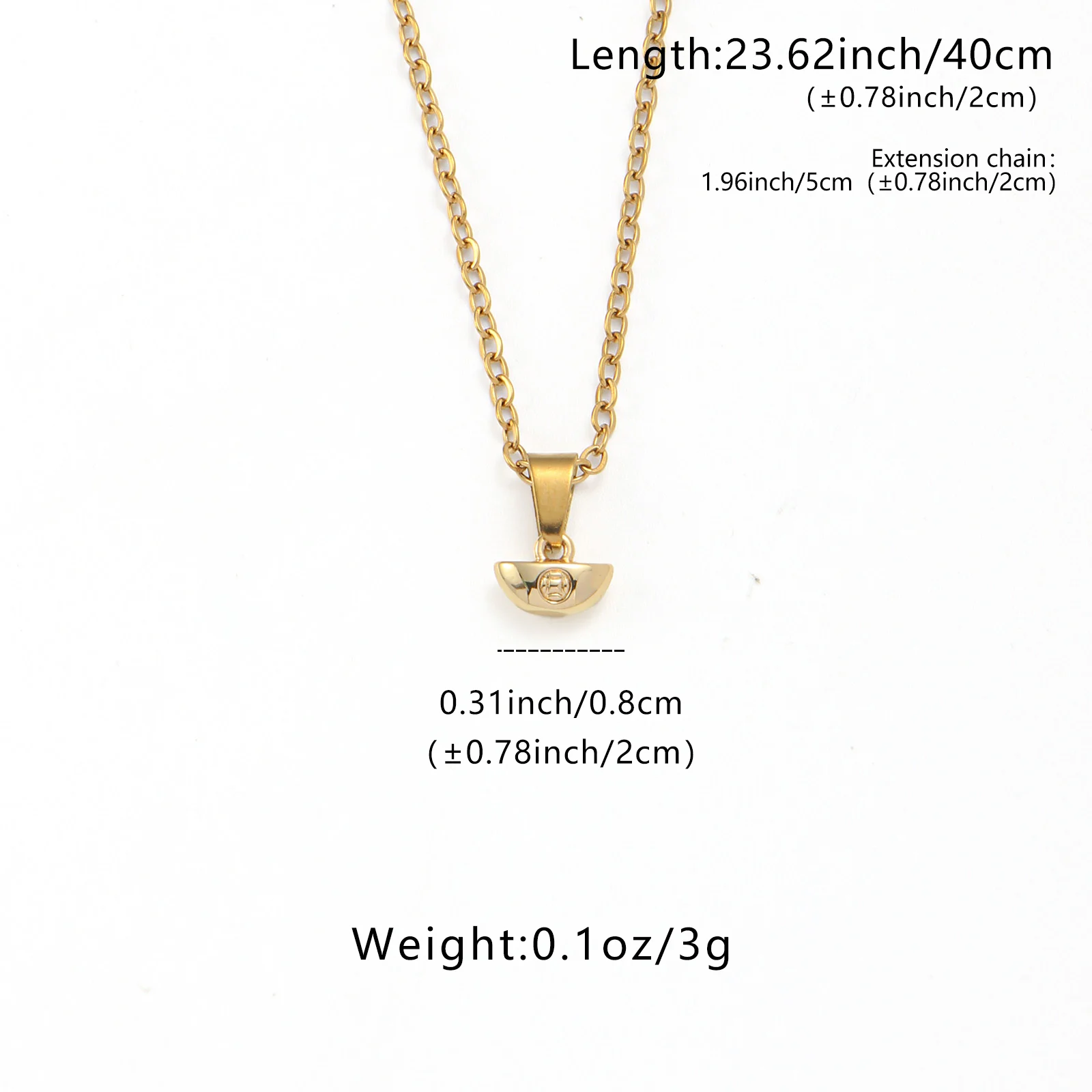 Golden Ingot Pendant Necklace Adjustable Chain Jewelry Gift for Women Girls