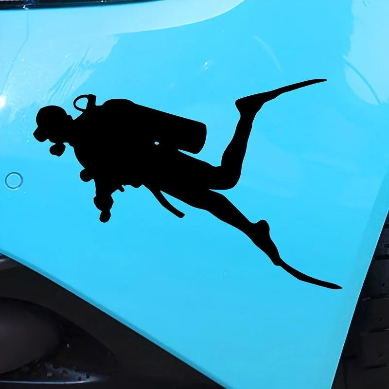 Fun Scuba Diver Waterproof Vinyl Sticker, Self-Adhesive Bumper Decal for Water Sports Enthusiasts, Vehicles & Outdoor Gear