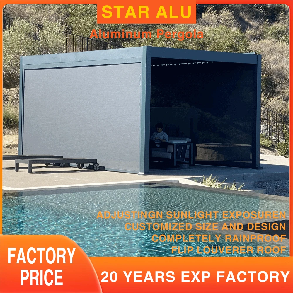 

Bioclimatic Aluminum Pergola with Adjustable Louvers – Smart Motorized Roof System for Terrace or Backyard