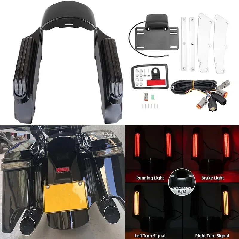 

Motorcycle LED Light Rear Fender Fascia Set Mudguards For Harley Touring CVO Street Road Electra Glide Special Road King 2009-UP