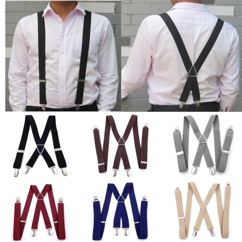 2.5 X100cm Elastic Polyester Suspenders Men 4 Clips Vintage Men\'s Women Suspender Trousers Wedding Suspension for Skirts