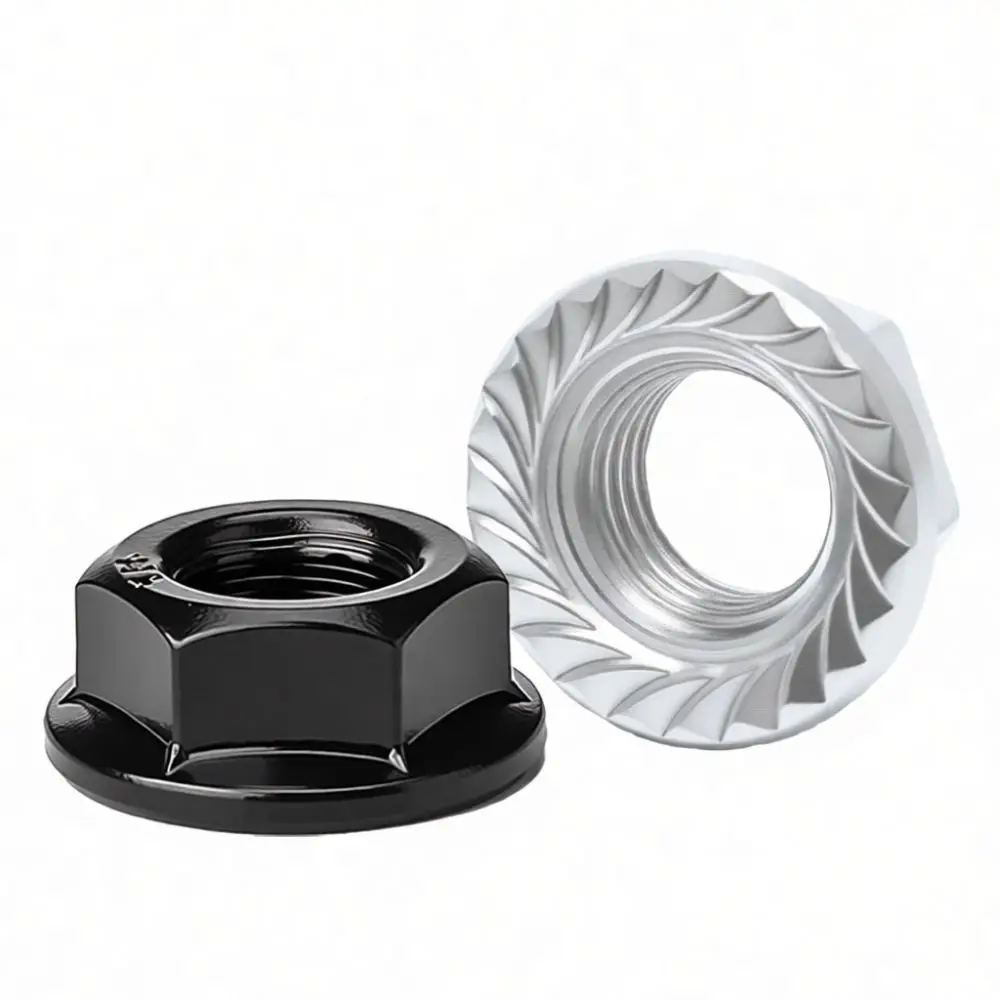 Zinc Plated Serrated Flange Nut Carbon Steel Anti Vibration Hexagonal Lock Nut For FF Mechanical Equipment Fastening Parts