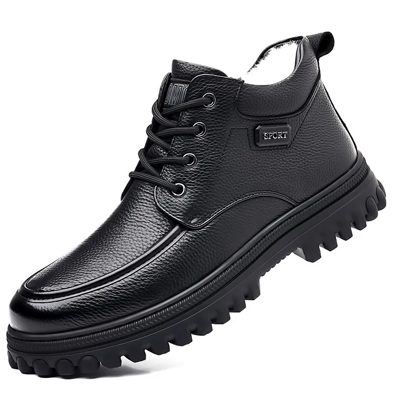 

Men Ankle Boots Luxury High-top Men Plush Shoes High Quality Non-Slip Fleece Warm Boots Fashion Men Boots