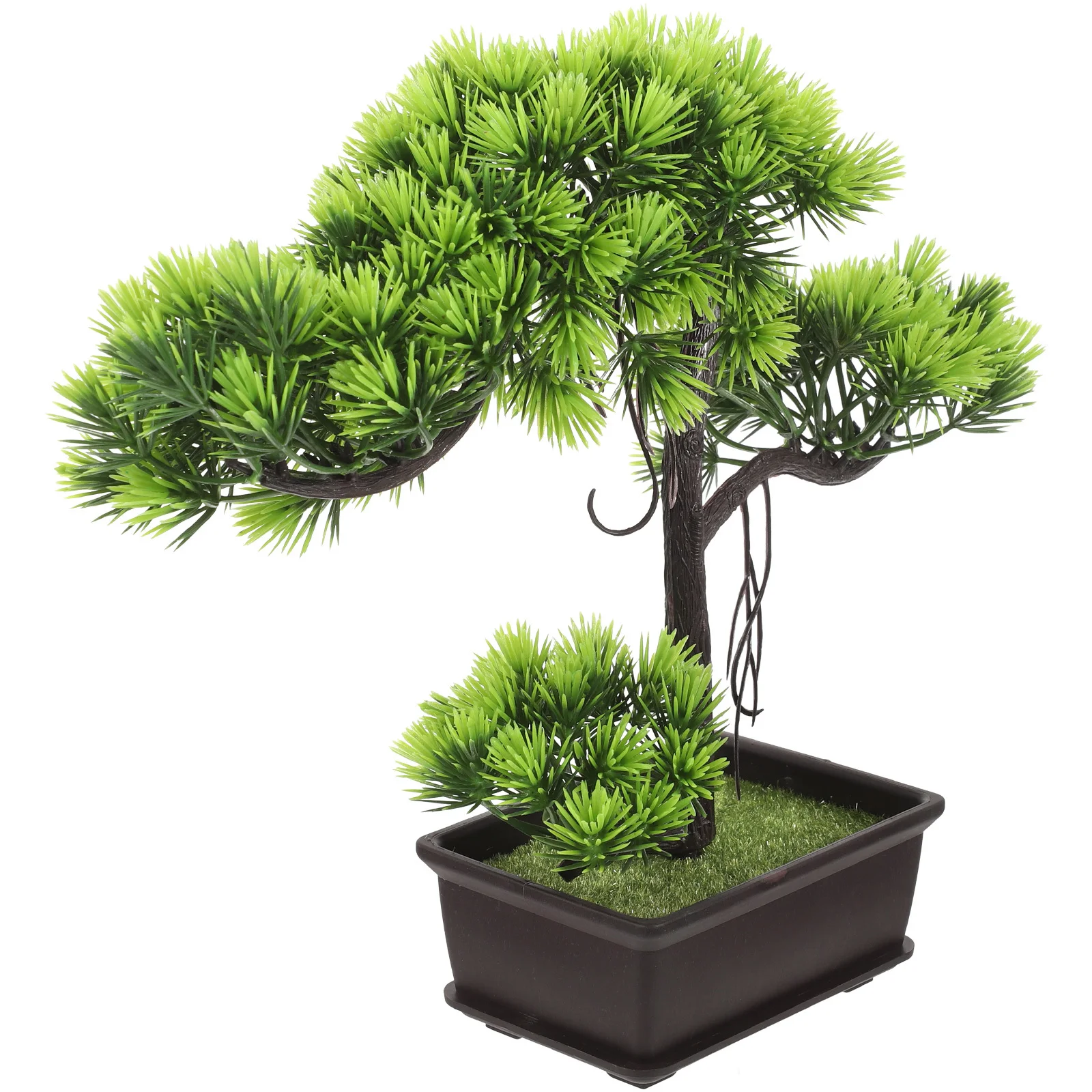 

Artificial Potted Pine Tree Bonsai Plastic Realistic Plant Decor Desktop Ornament Home Office Simulated Fake Pine