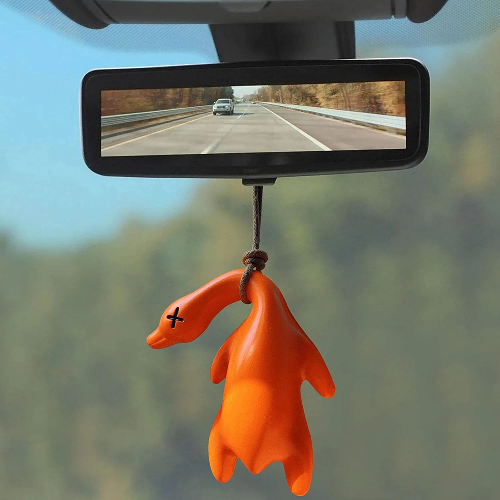 Swinging Duck Car Ornament Funny Roast Duck Pendant Swing Duck Auto Decoration Duck Rear View Mirror Accessories For Car Mirror