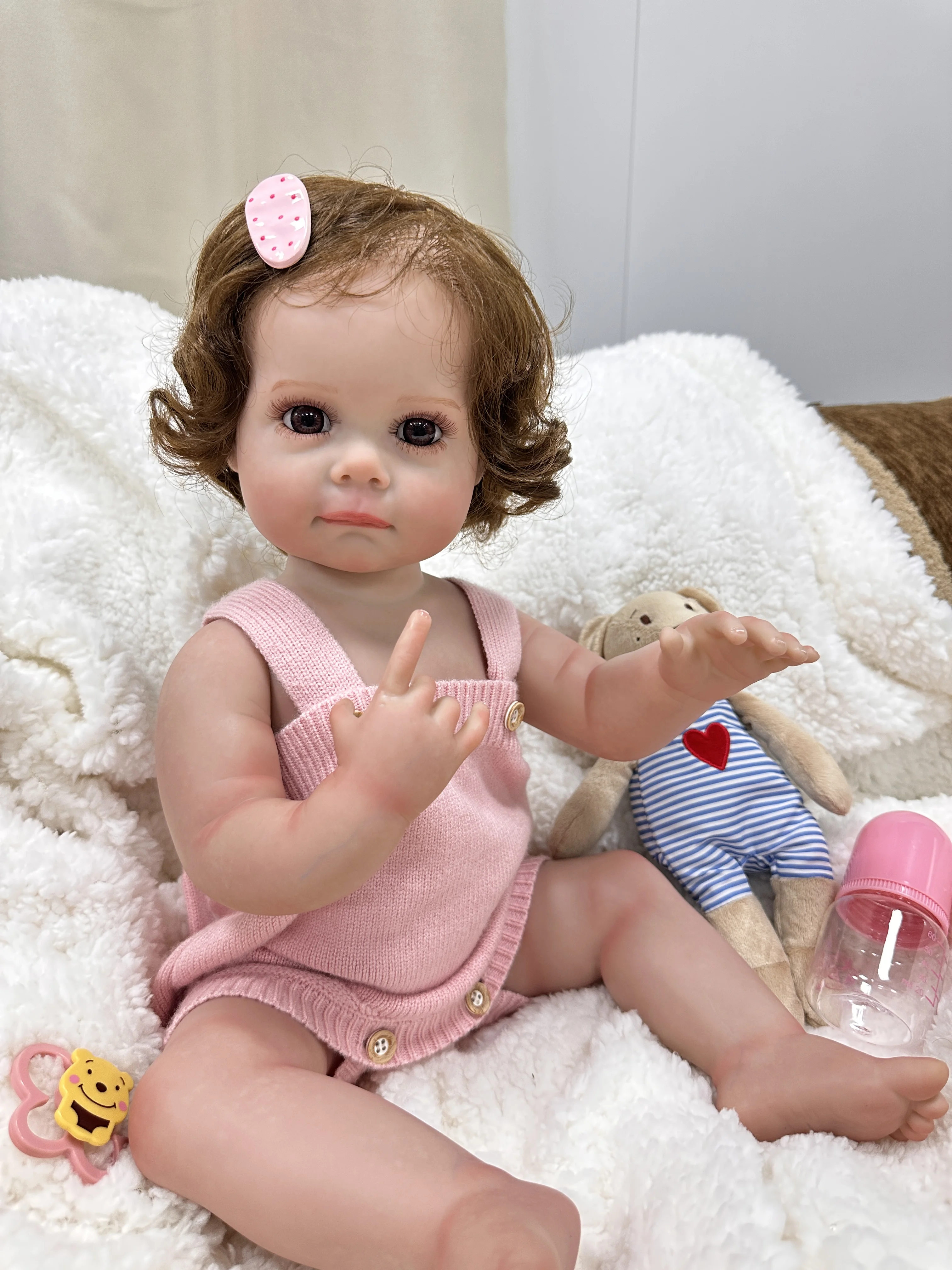 Cokela 50cm Cuerpo molhado e trink esmalte realista recém-nascidos bebê feminino simulação macio chorando kit de silicone bonecas reborn