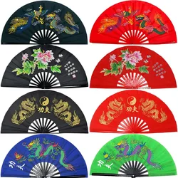 Ventaglio di bambù per mani destra Tai Chi Performance Fan Fan di arti marziali Fan di Kung Fu Fan Cosplay Black Cover China Many Pattern