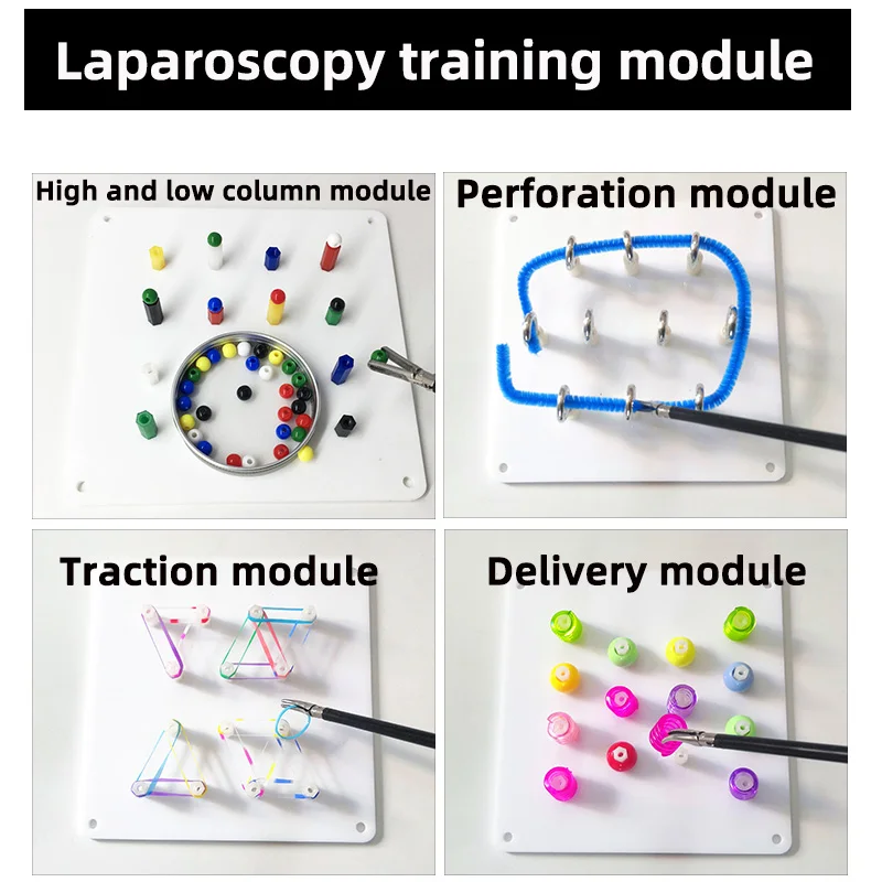복강경 검사 트레이너 모듈 완전 세트 복강경 시뮬레이터 훈련 상자, 교육 도구, 다기능 스티치 실리콘 패드